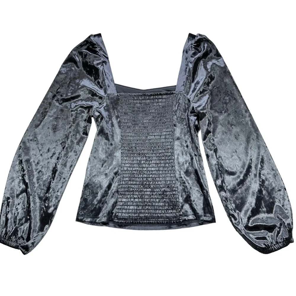 Anthropologie Jessima Square Neck Puff Sleeve Velvet top, S, NWOT - Picture 5 of 10